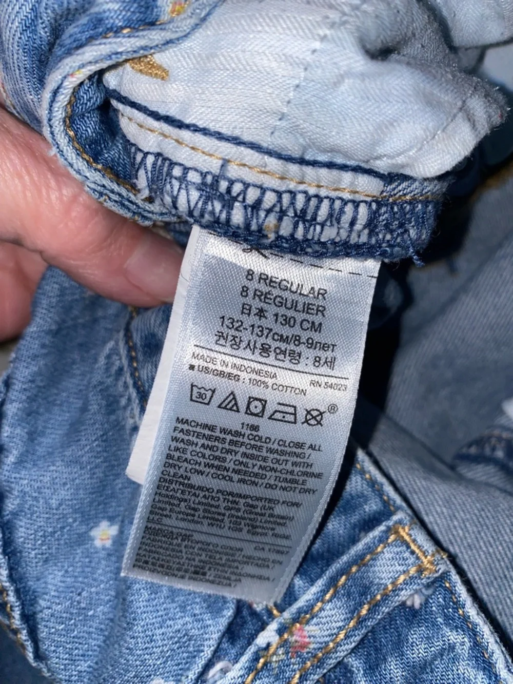 GAP Girlfriend‎ Blue Denim Jeans with Pink Floral Print